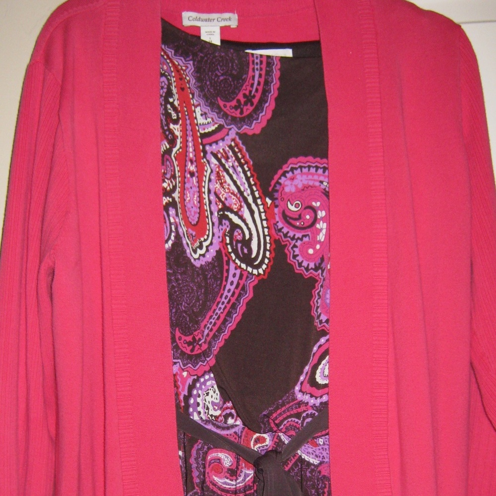 Coldwater Creek Cardigan and Charter Club Paisley Dress